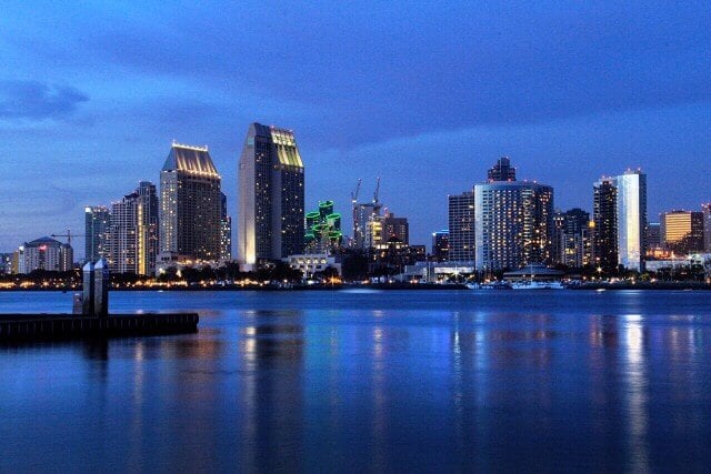 cityscape skyline night blue california bay reflections nighttime san diego blues san diego bay dual diagnosis rehab california