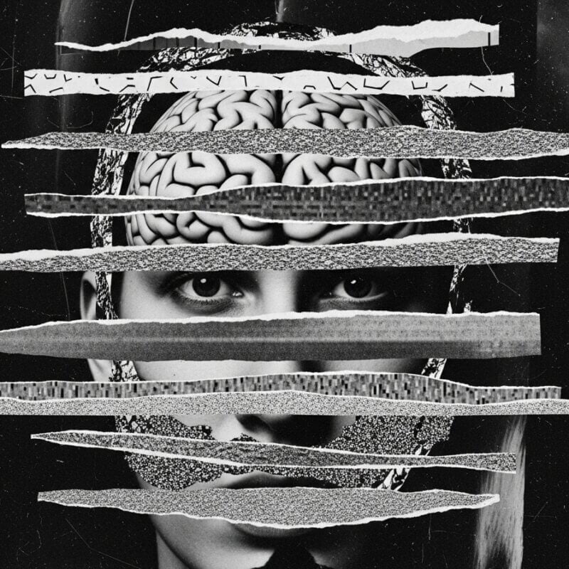 Abstract paper collage illustration depicting the complexity of dual diagnosis and co-occurring mental health disorders.