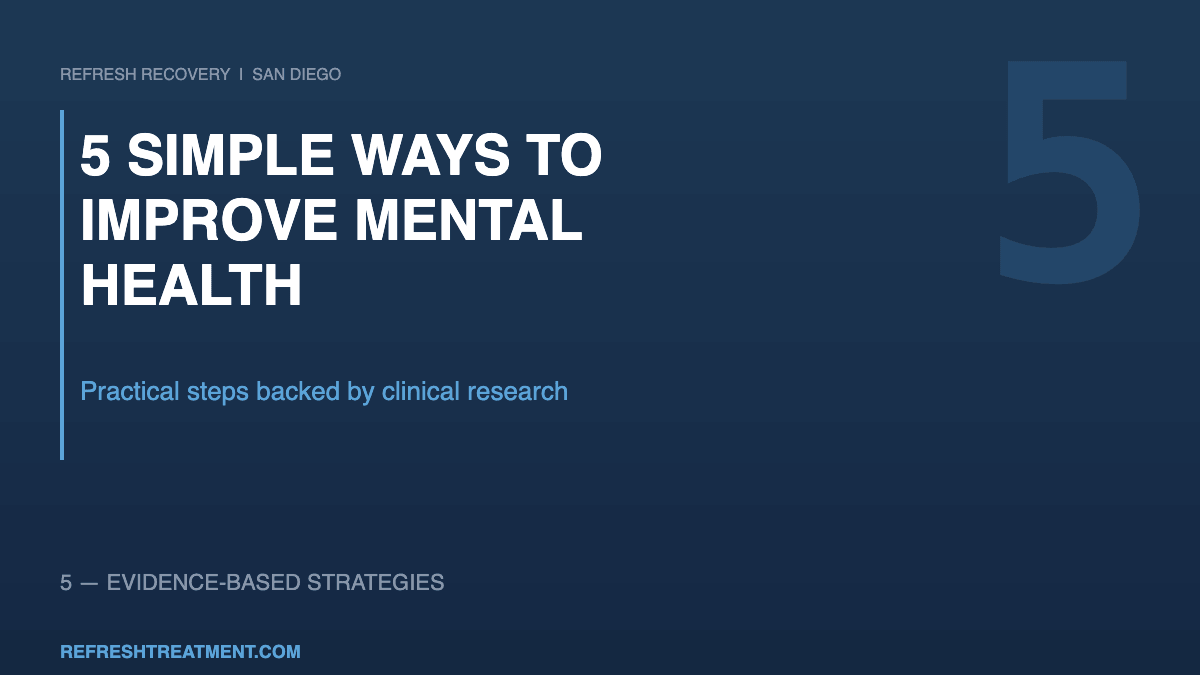 Infographic listing 5 simple evidence-based ways to improve mental health daily