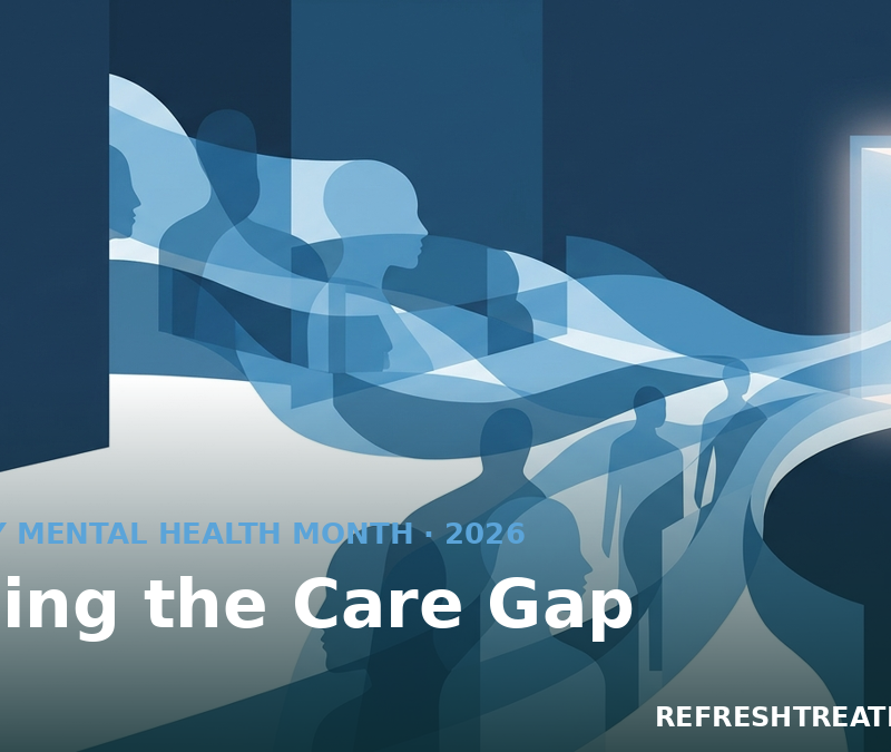 Diverse figures moving toward an open door, illustrating minority mental health treatment barriers easing in San Diego